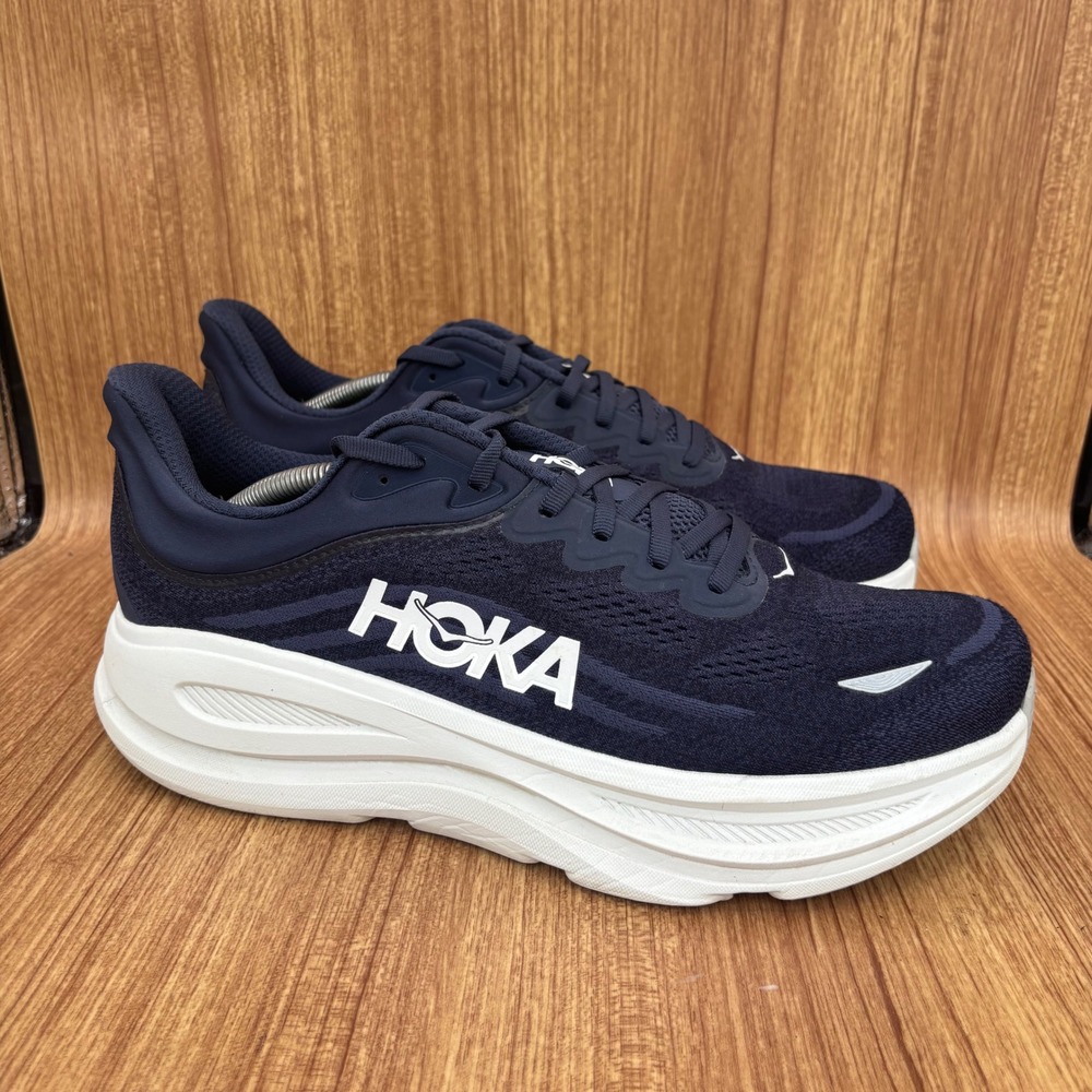 Hoka Bondi 8 Running Shoes Men 12 4E Navy White Extra Wide 1162015 VYN